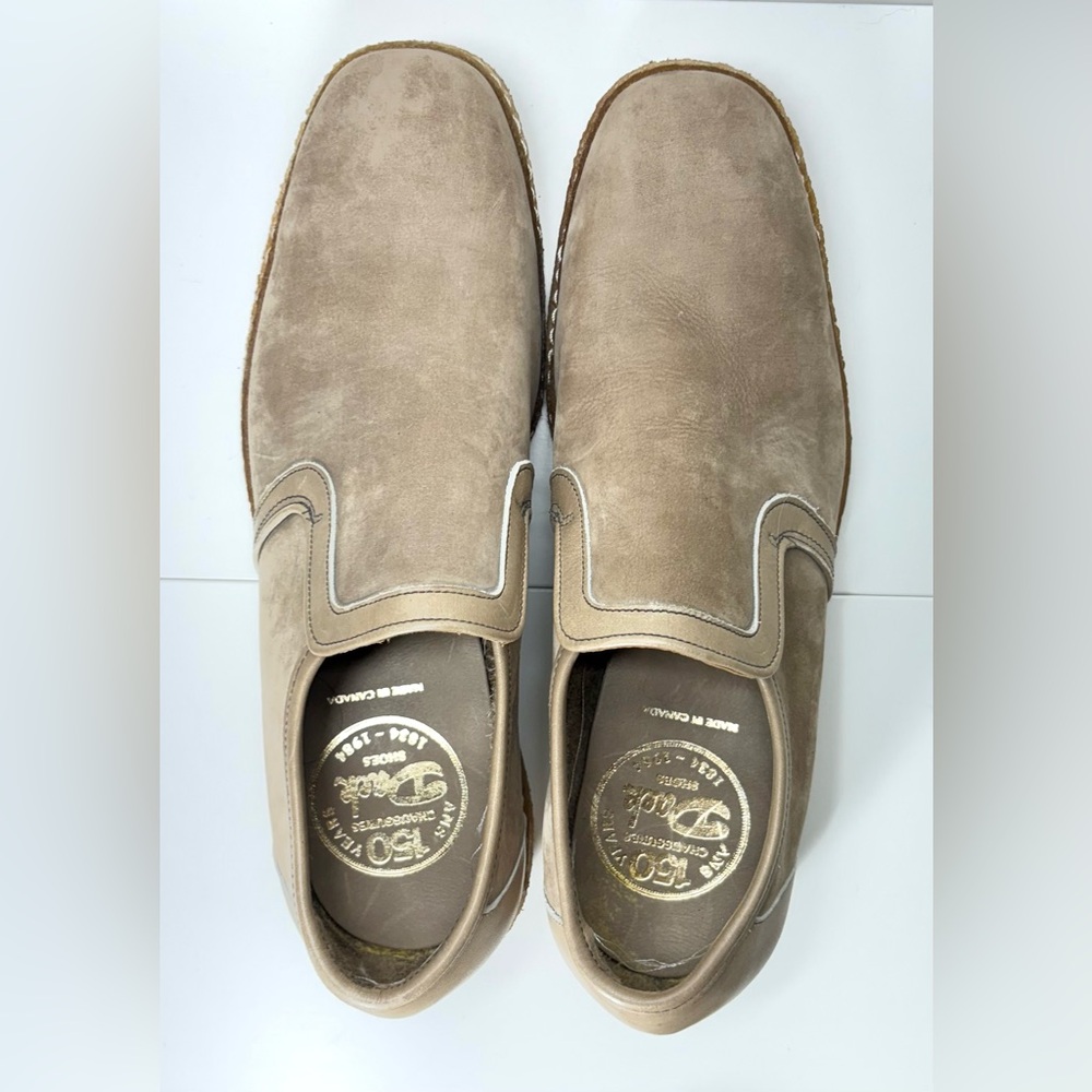Vintage Dacks Women’s Taupe Suede Slip-On Shoes Size 9 Made in Canada Rubber